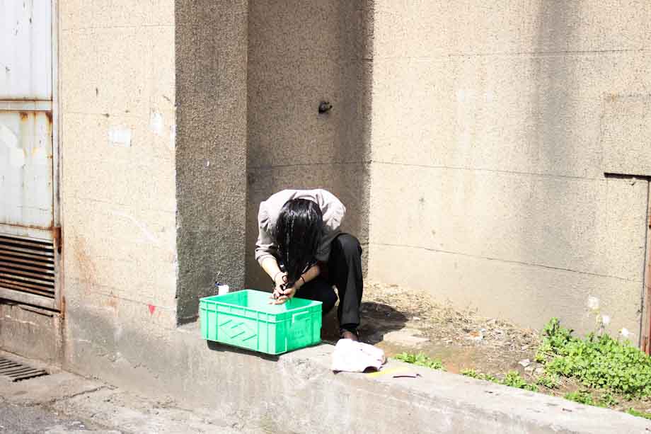 washing on the street