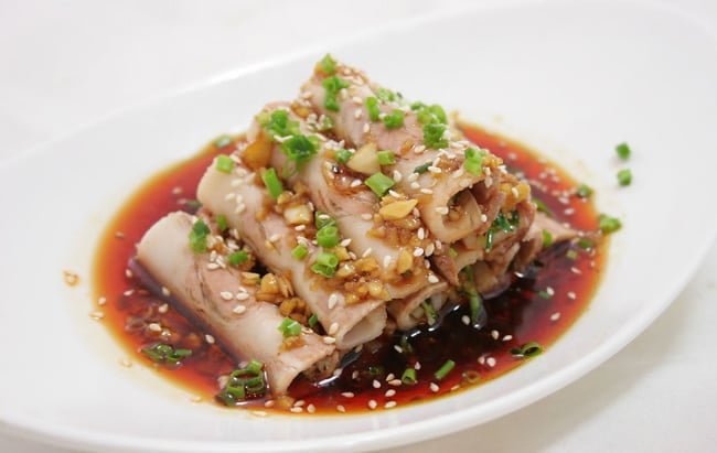 pork slices in mashed garlic sauce