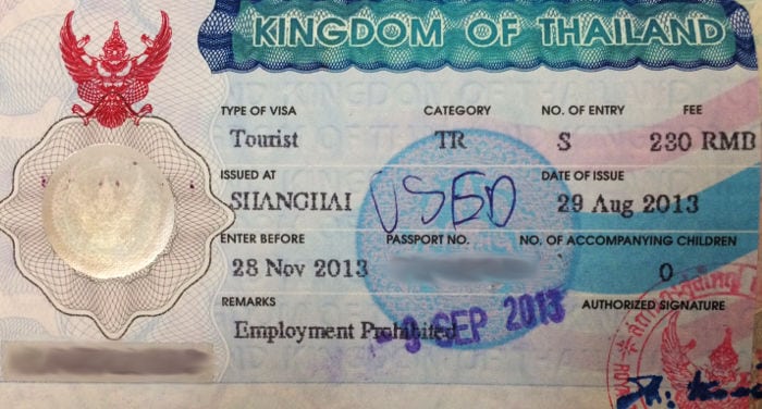 thailand tourist visa 1 year