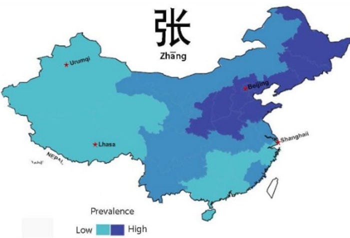 Chinese Surnames Distribution