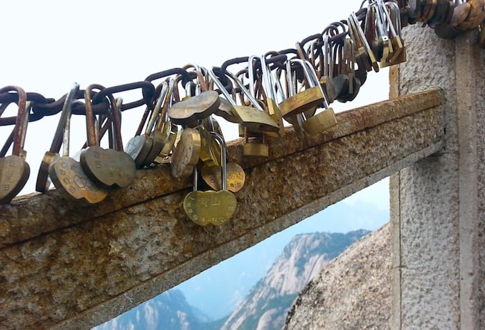 Los candados en Huang Shan