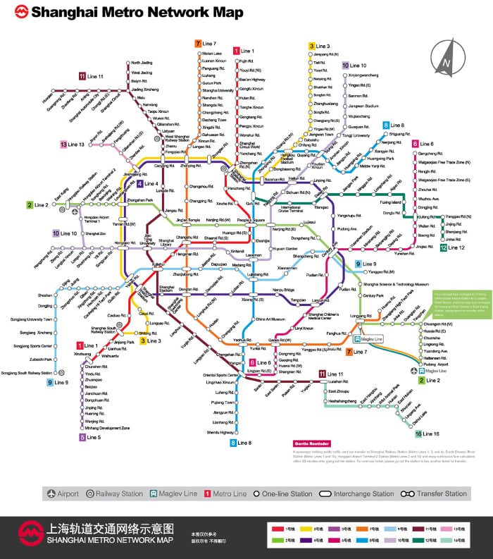 mapa del metro de Shanghai