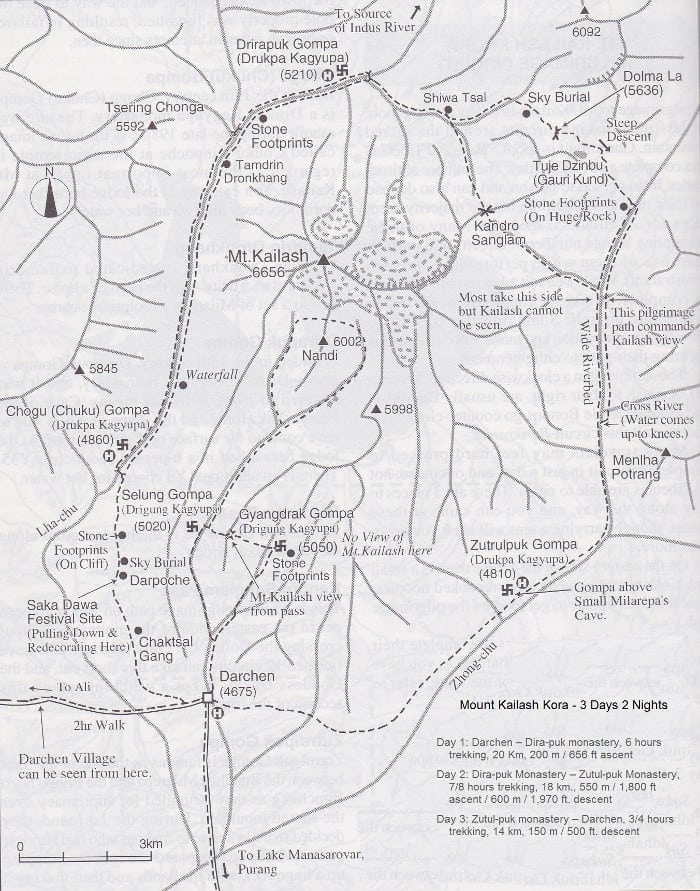 Mapa del monte Kailash Mapa del monte Kailash
